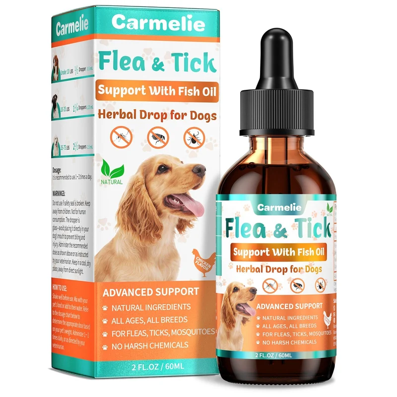 Gouttes Carmelie – Prévention naturelle puces et tiques pour chien | Pelage sain