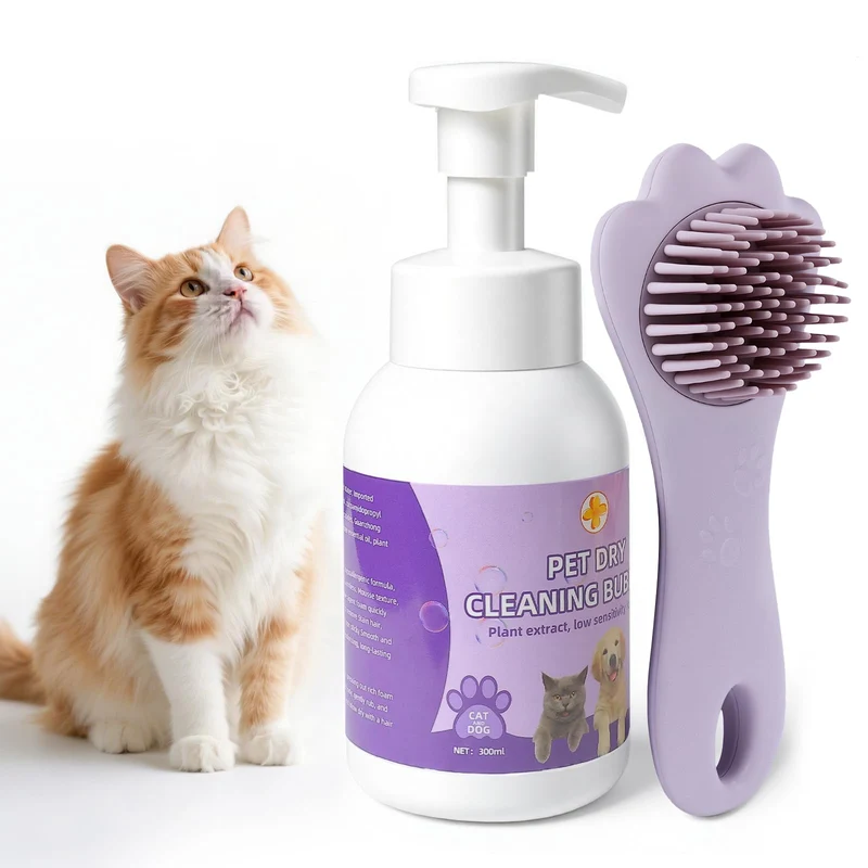 Giaceaw Shampooing Sans Eau pour Chats et Chiens avec Brosse – Nettoyage rapide sans rinçage