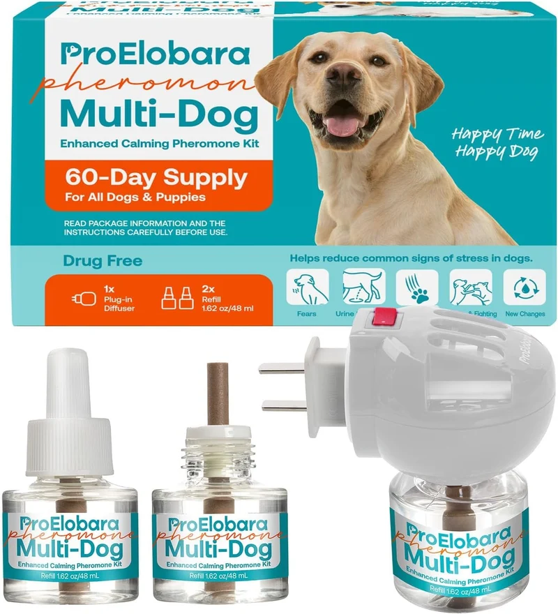 ProElobara Diffuseur de Phéromones pour Chiens – Kit Calm Dogs (60 Pièces), Réduction du Stress (Sans Médicaments)