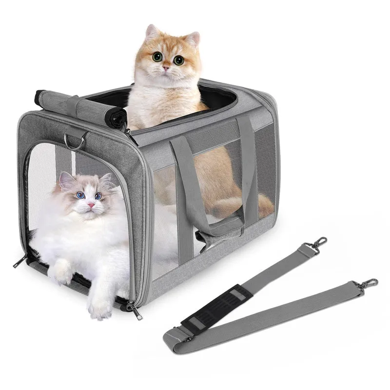 PYKESALY Porte-chat souple jusqu'à 9 kg – Sac de voyage gris pour grands chats et petits chiens