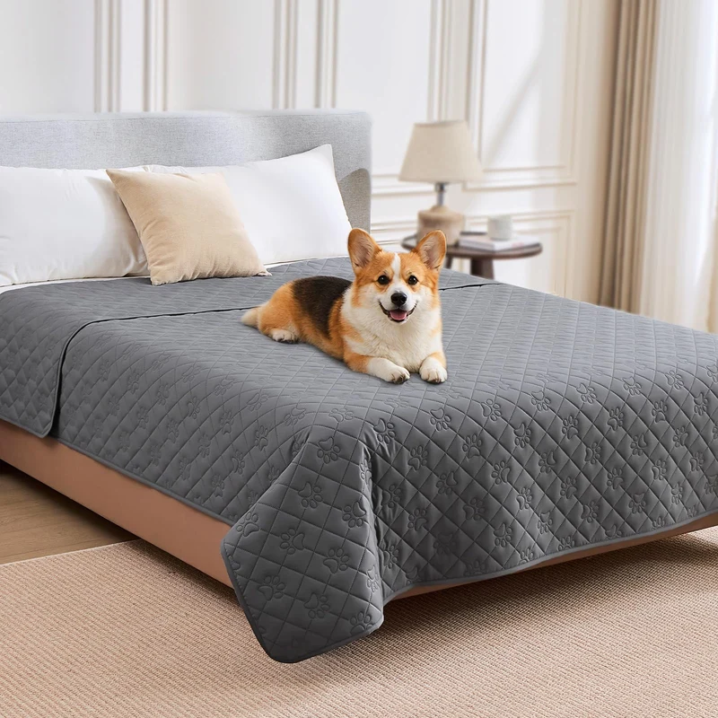 PAWFINITY Protège-Lit Imperméable pour Chiens – Couverture Grise 52x82