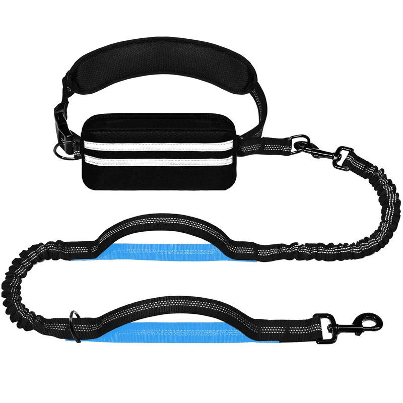 LIEVUIKEN Laisse Mains Libres pour Chien avec Poche Zippée – Ceinture Taille Réglable et Double Poignées