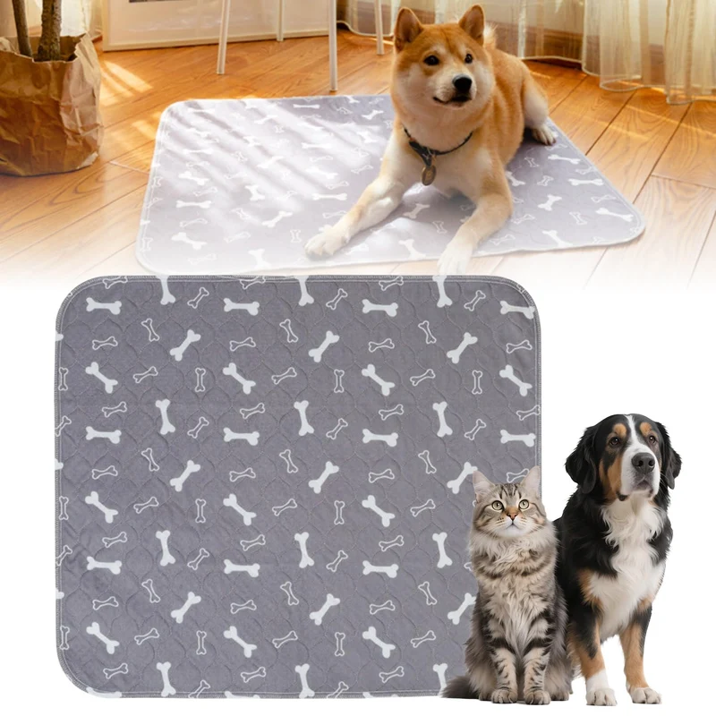 Tapis d'entraînement lavable pour chiots et chats – phéromones, anti-fuite, anti-glisse, 32×35 po (gris)