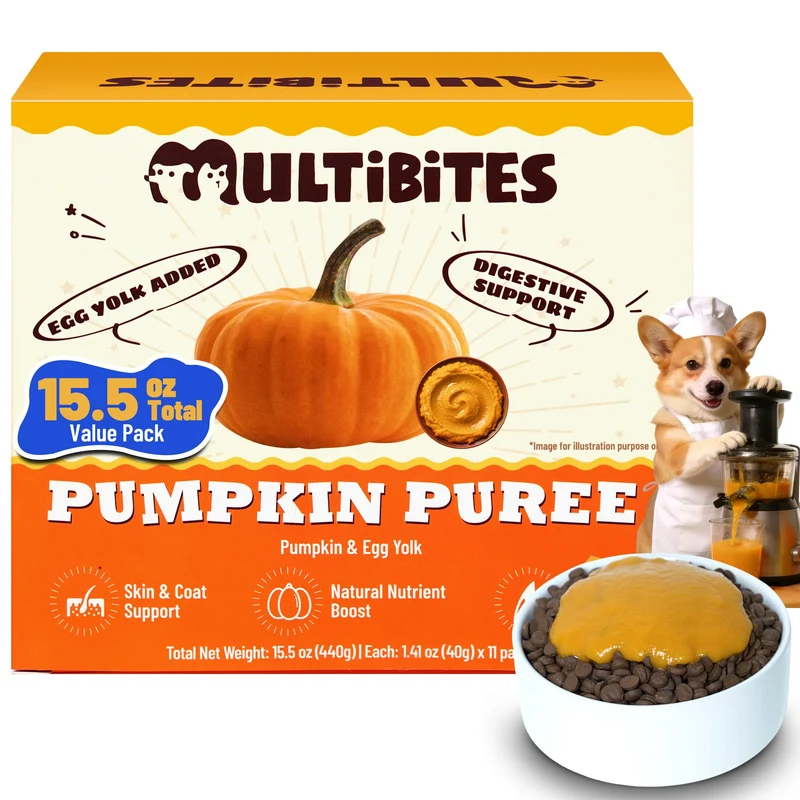 MULTIBITES Purée Potiron Premium 15,5 oz pour Chats et Chiens – Santé Digestive et Fibres Naturelles