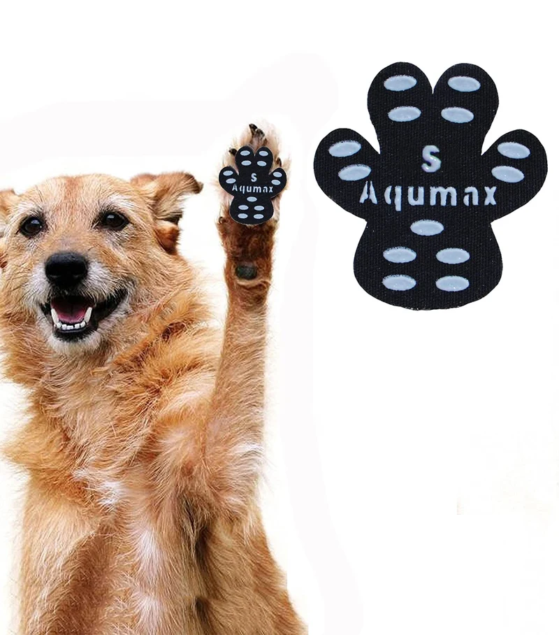 Aqumax Grip Anti-Dérapant pour Pattes de Chien – Traction renforcée, 12 ensembles (48 pcs), S, Noir