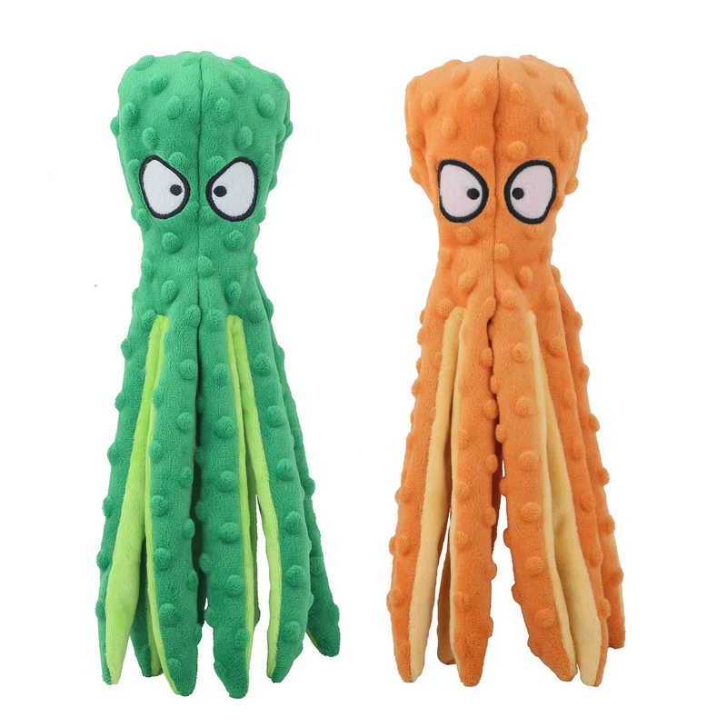 CPYOSN Jouets Pieuvre Siffants Sans Rembourrage – Peluche Crinkle, Interactifs pour Chiens (2 paquets)