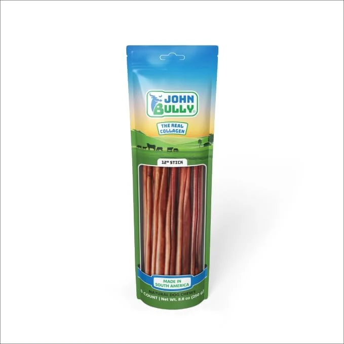 JOHN BULLY Collagen Stick 12 po – Pack 5 | 100% naturel, riche en protéines, digestible, sans gluten, sans odeur