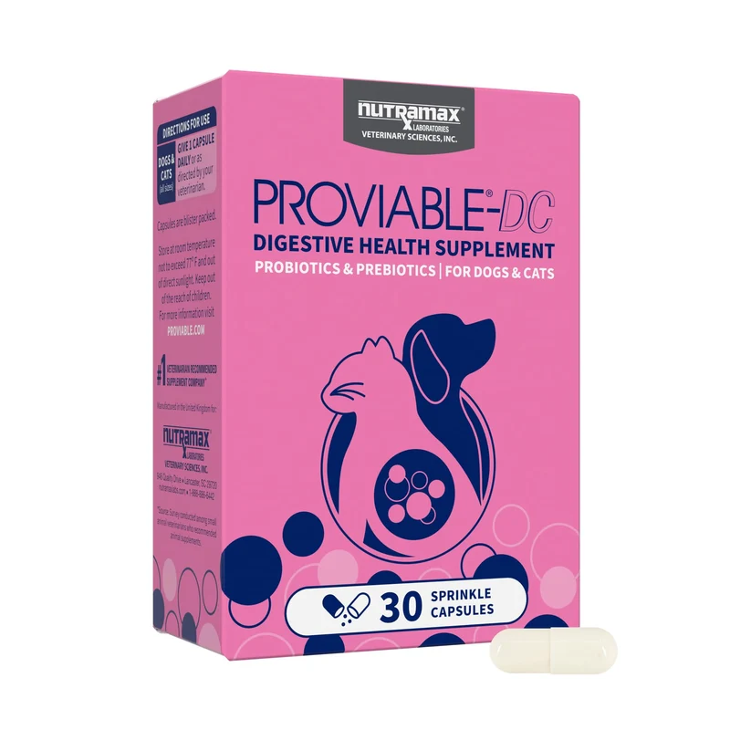 Nutramax Proviable Probiotiques pour Chiens et Chats – 30 Capsules