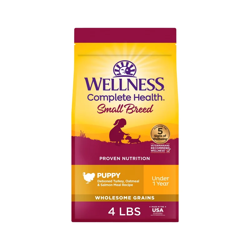 Wellness Complete Health Petite Race Chiot – Croquettes Dinde Avoine Saumon, 4 lb