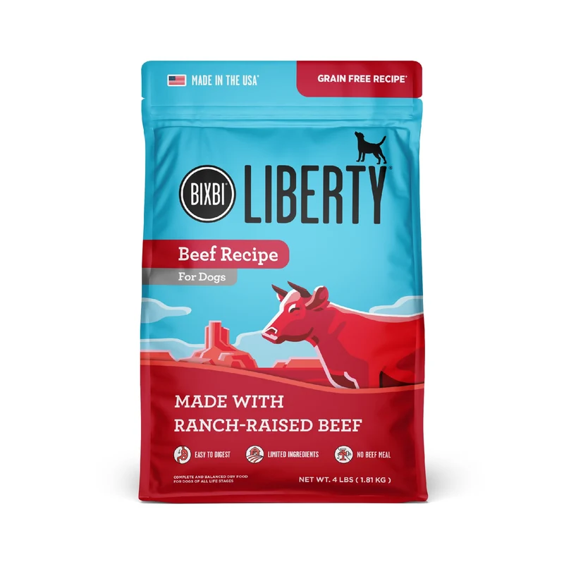 BIXBI Liberty – Croquettes Sans Céréales au Boeuf (4 lb), Haute Protéine, États‑Unis