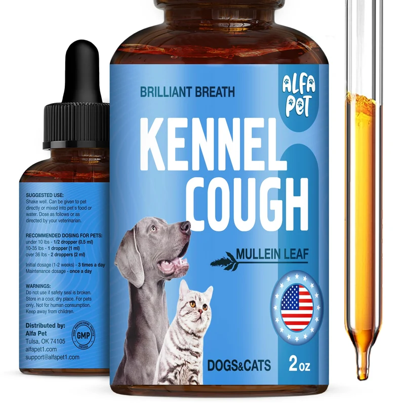 Alfa Pet Traitement Toux pour Chiens et Chats – Soutien Respiratoire Naturel, Flacon 2oz