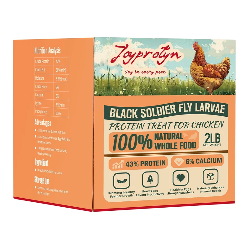 Joyprotyn 2lb – Larves Noires de Mouche Soldat, Calcium élevé et Protéines 43% pour Poules et Volailles