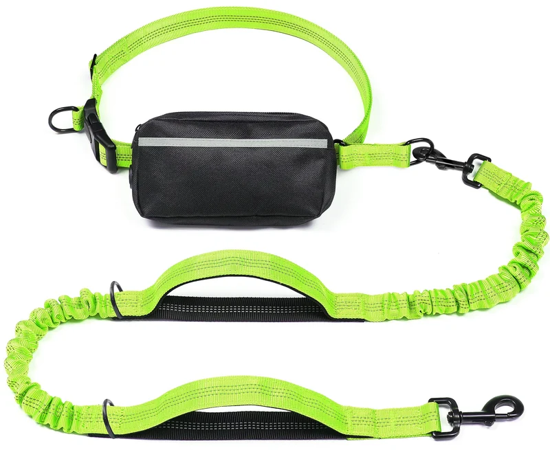 iYoShop Laisse Mains Libres pour Chien avec Sac Zippé | Poignées Rembourrées et Bungee Durable