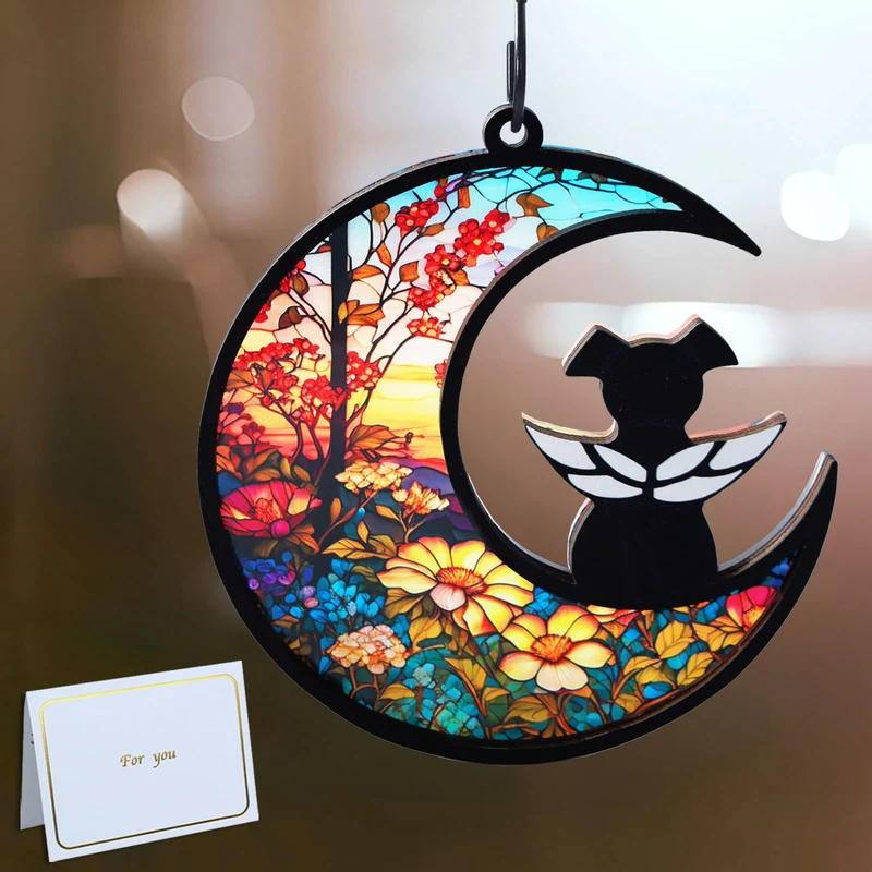 CCiaga Attrape-Soleil mémorial pour chien avec carte de sympathie – Cadeau tournesol