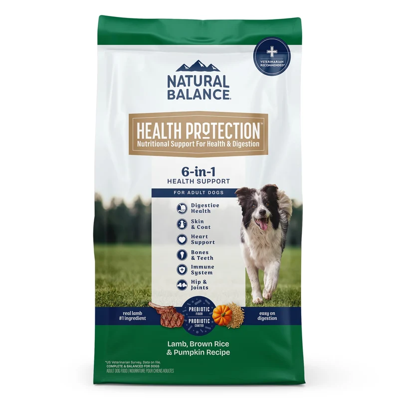 Natural Balance Protection Santé pour chien – Nourriture sèche à l’agneau, riz brun et potiron – Santé globale et digestion facilitée