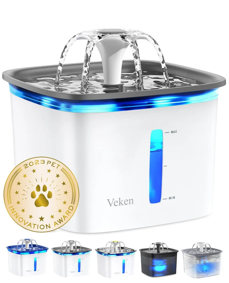Fontaine pour animaux Veken 2,8 L – Distributeur d'eau automatique pour chats et chiens