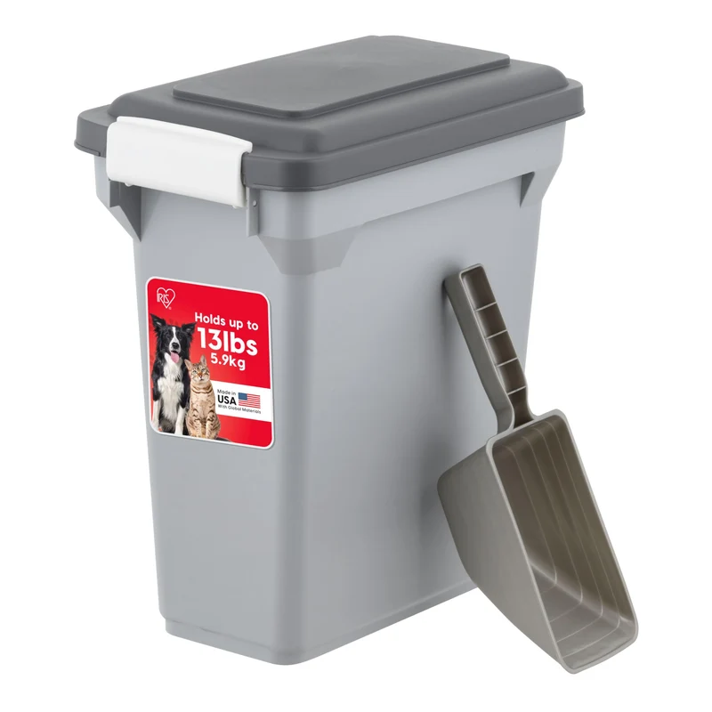 IRIS USA Conteneur Hermétique pour Nourriture de Chien – 13 lb, Pelle 2 Tasses, Sans BPA – Gris