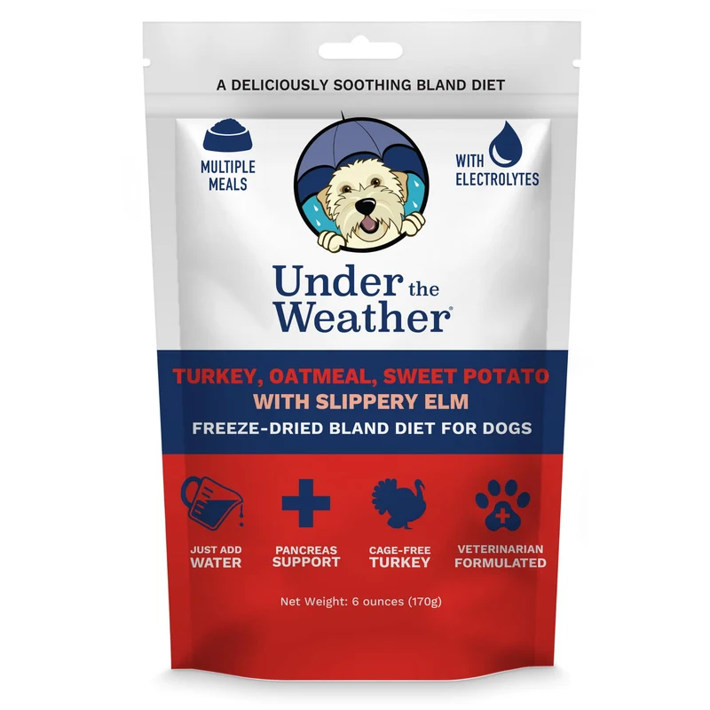 Under the Weather Bland Diet pour Chiens | Digestion Douce et Hydratation Facile | Dinde, Flocons d’avoine, Patate Douce & Slippery Elm – 6oz