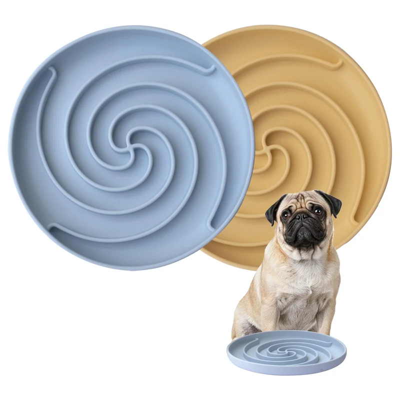 Bifeaw Gamelle lente pour chien – Silicone 7,5 po, sans BPA, anti-dérapante (Bleu et Jaune)