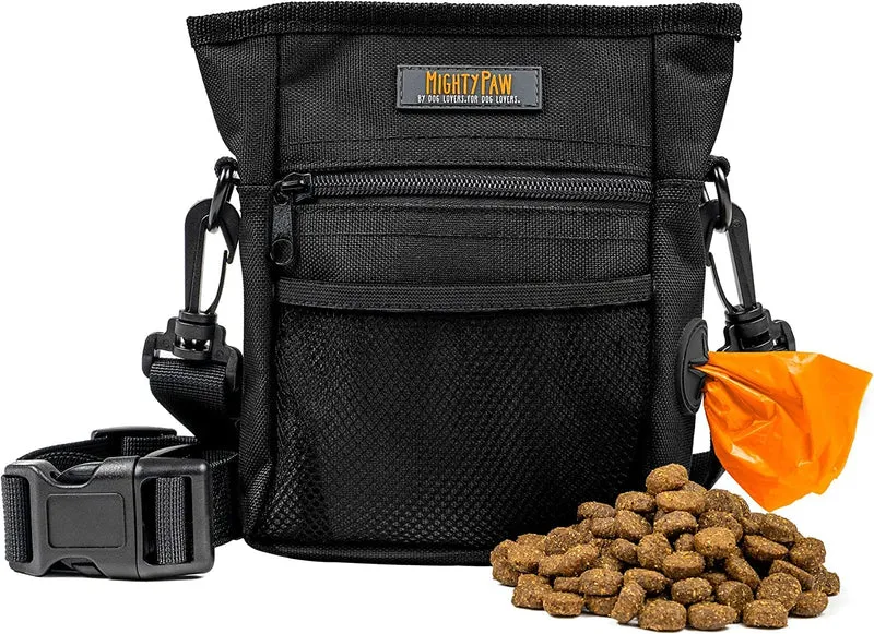 Mighty Paw Sac à Friandises pour Chien – Fermeture Magnétique Anti-Déversement, Sans Mains, Noir