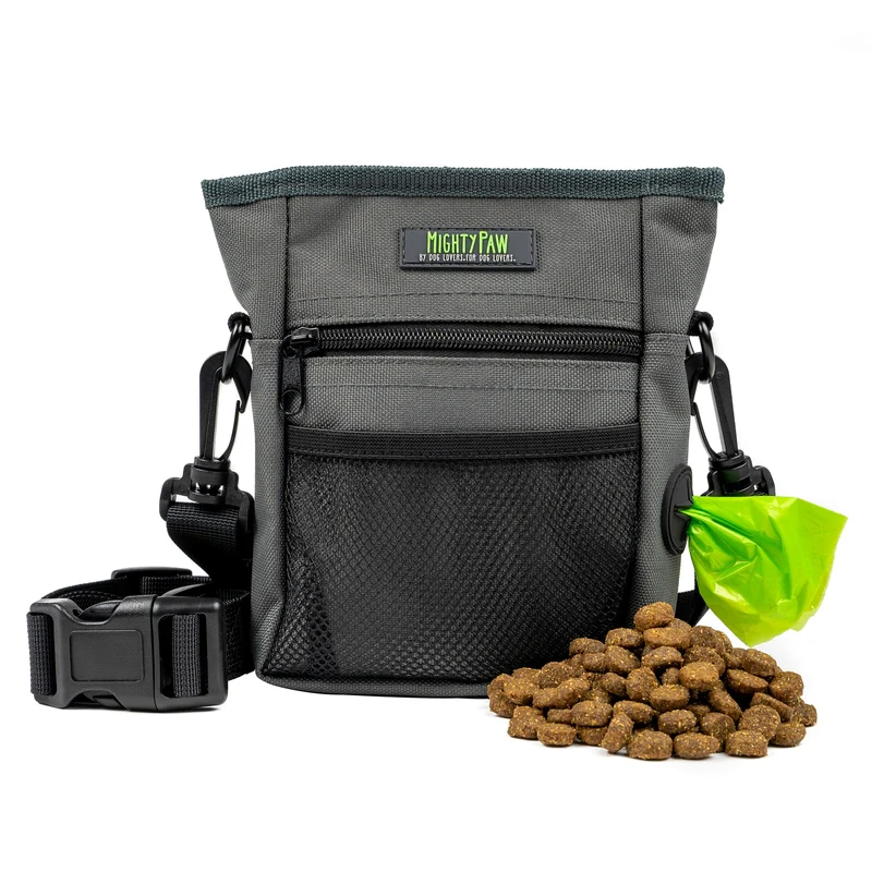 Sac à friandises Mighty Paw pour chien | Fermeture magnétique anti-déversement | Poche mains libres pour entraînement et promenades