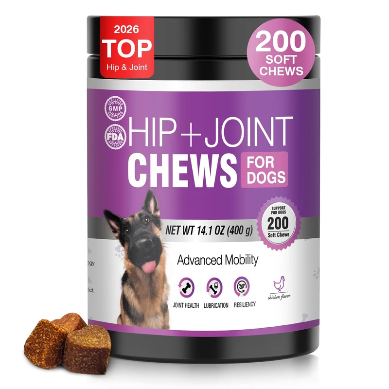 TTLXRL Glucosamine pour chiens — 200 comprimés pour articulation et mobilité (saveur poulet)