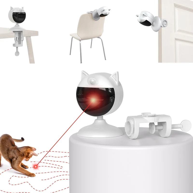 Potaroma — Jouet Laser Intelligent pour Chat, Trajectoire Aléatoire, Pince de Montage et Batterie Longue Durée