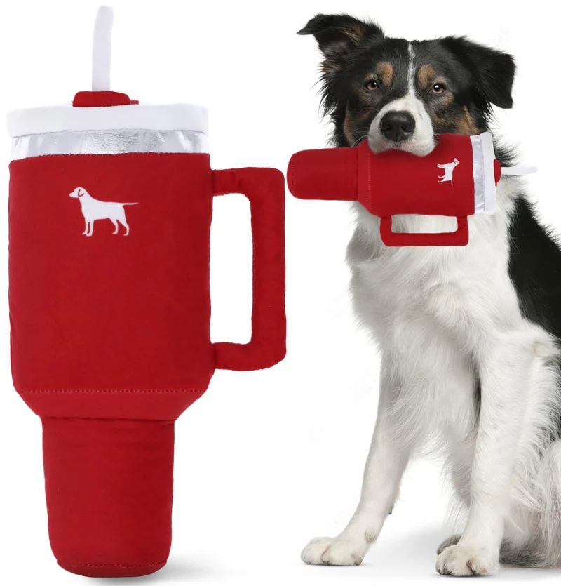 PUPROAR Gobelet-Peluche pour Chiots – Jouet Doux Sifflet, Idée Cadeau Anniversaire Ruby Rubis