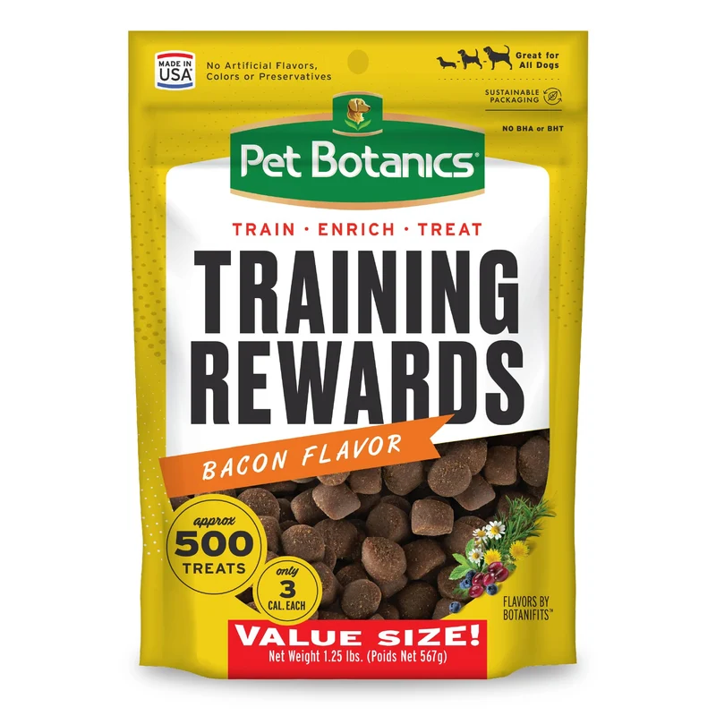 Pet Botanics – Récompenses d’entraînement en sachet 20 oz, saveur bacon, 500 friandises