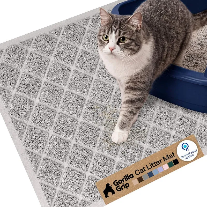 GORILLA GRIP Tapis de Litière pour Chat – 24×17, Gris Clair, Sans Phtalates