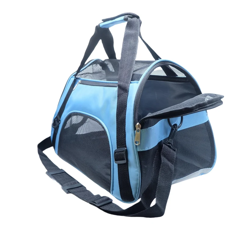 ZaneSun Sac de transport souple pour chat et chiot – cabine autorisée, pliable, bleu moyen