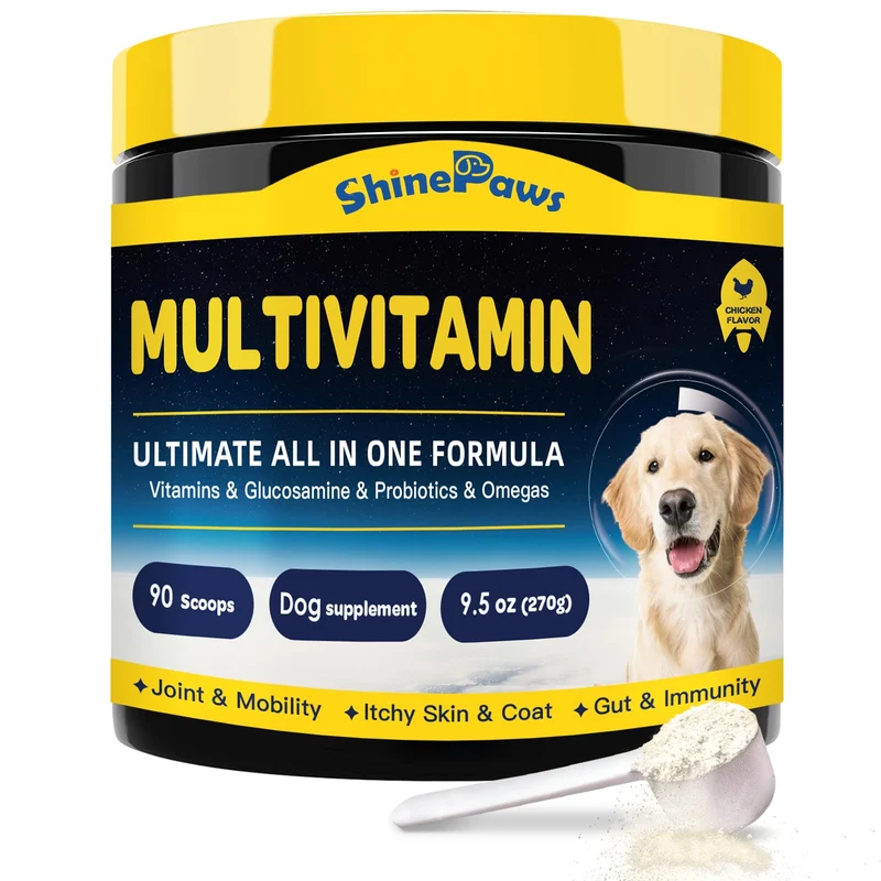 SHINEPAWS Poudre Multivitamines pour Chiens avec Probiotiques et Omega 3