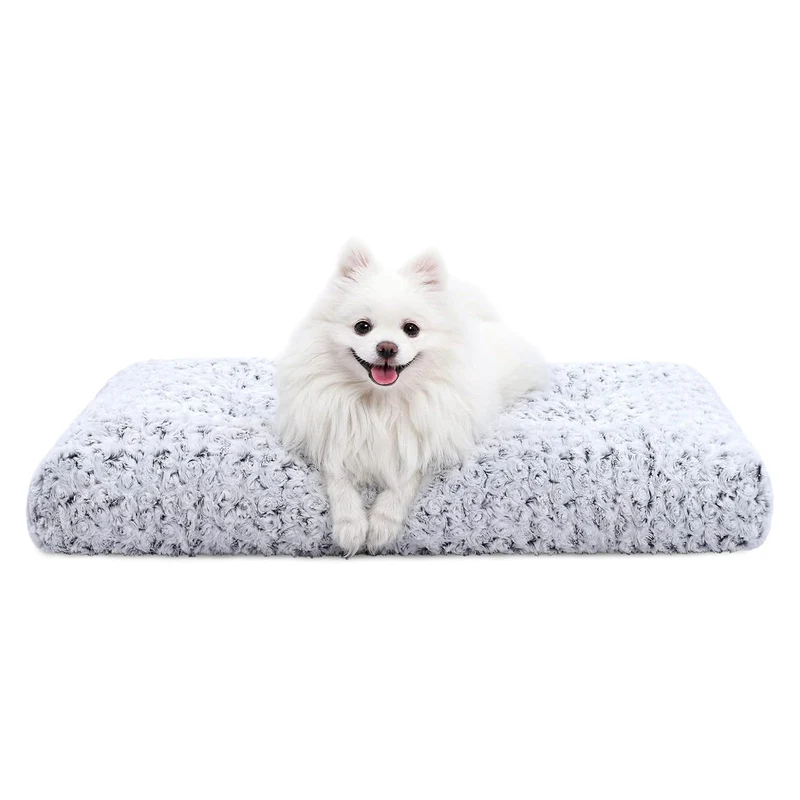 KSIIA lit-chien luxueux gris 23x18 – matelas pelucheux lavable en machine