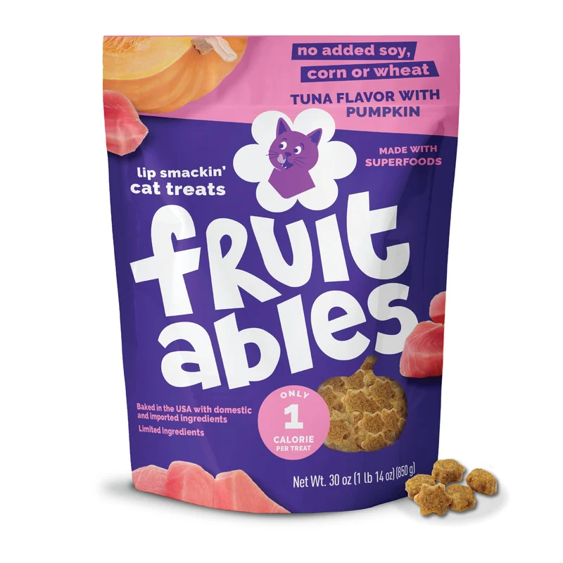 Fruitables Friandises Croquantes pour Chat – Faibles calories, sans blé/maïs/soja, Saumon & Cranberry, 30 oz