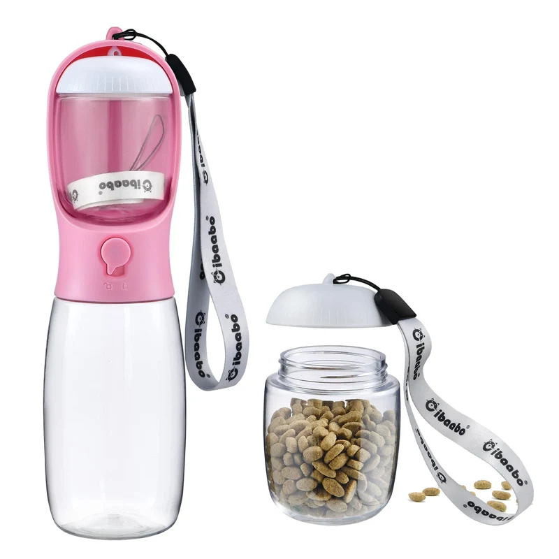Cibaabo Bouteille d'Eau pour Chien avec Conteneur Nourriture – Accessoire de Voyage