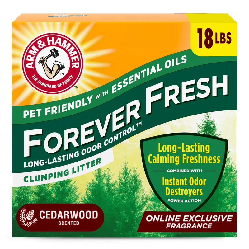 Arm & Hammer Forever Fresh Litière pour Chats MultiCat Cedarwood 18 lb – Contrôle d’odeurs durable