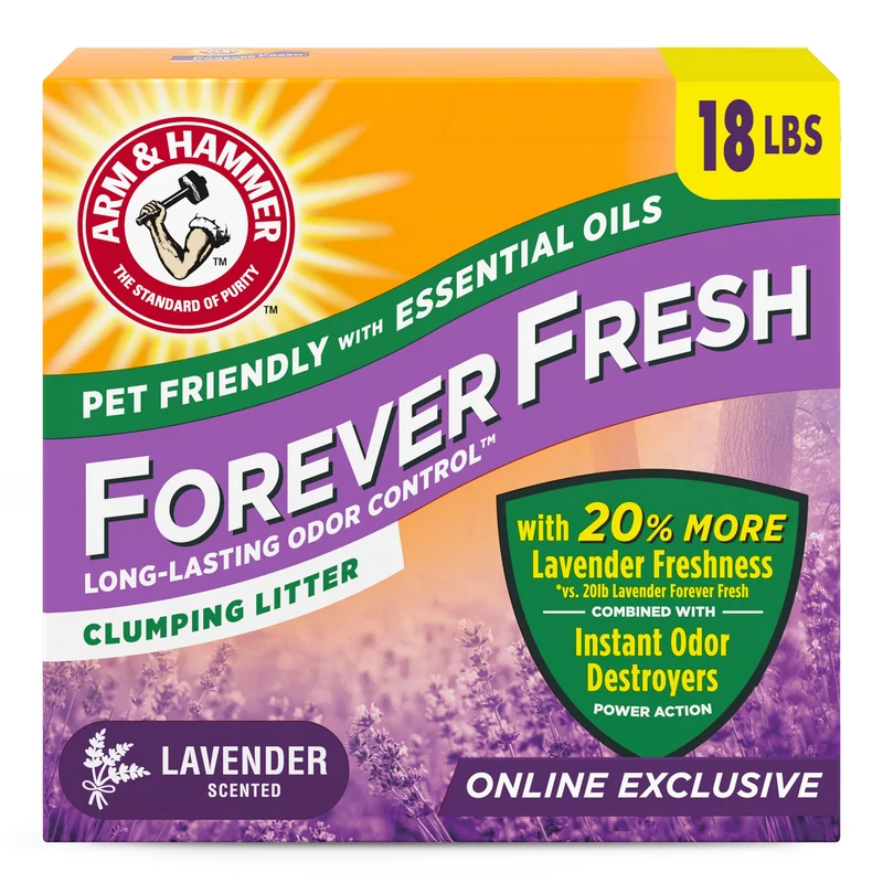 Arm & Hammer Forever Fresh Lavande – Litière Clumping Multi-Chat 18 lb, Contrôle d'Odeur
