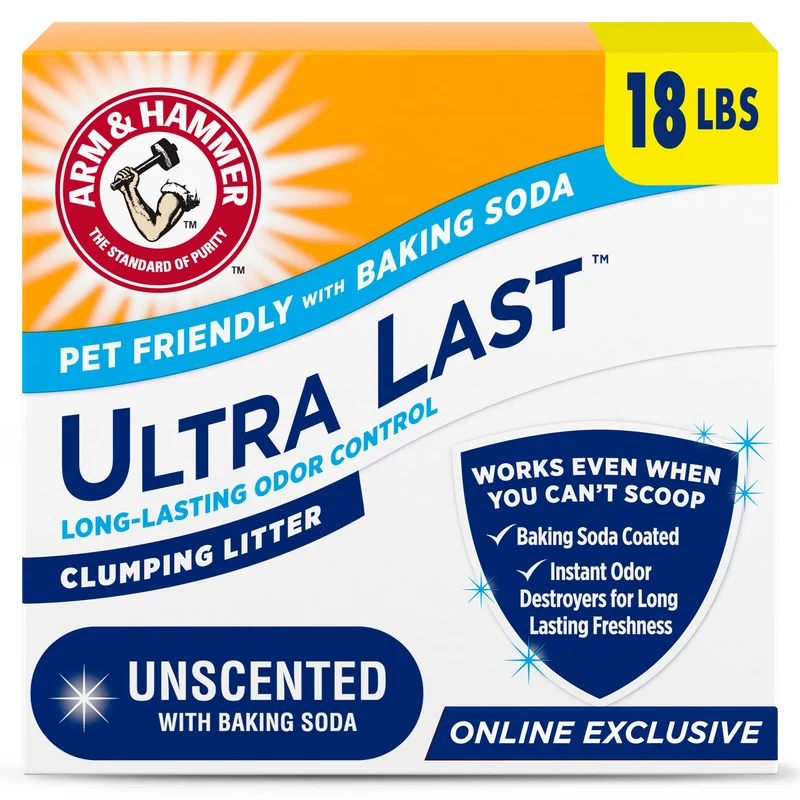ARM & HAMMER Ultra Last Litière Chats Sans Parfum – Multi-Chat, 18 lb, Contrôle des Odeurs