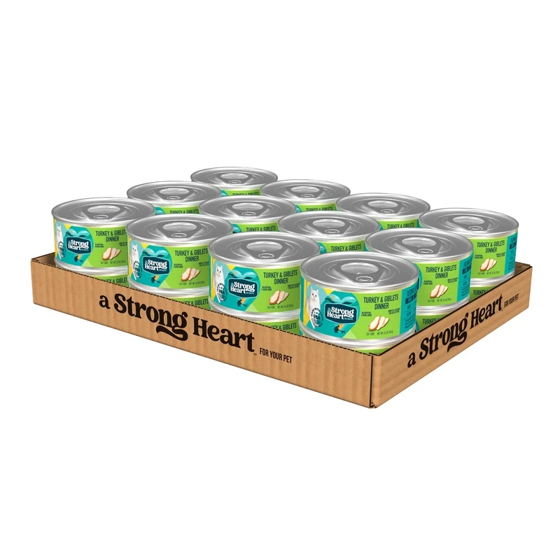 Strongheart - Alimentation humide pour chat Dinde et Giblets, boîtes 5,5 oz (pack 24) - Fabriqué aux Etats-Unis