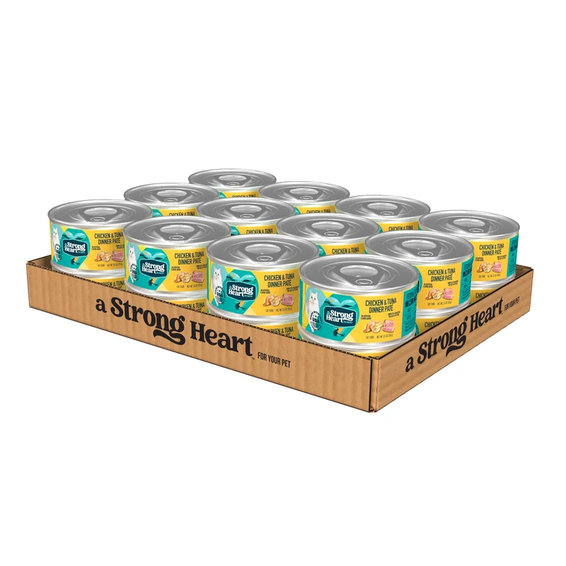 Strongheart: Nourriture humide pour chat pâté poulet et thon, 24 boîtes de 5,5 oz – Fabriqué aux États‑Unis