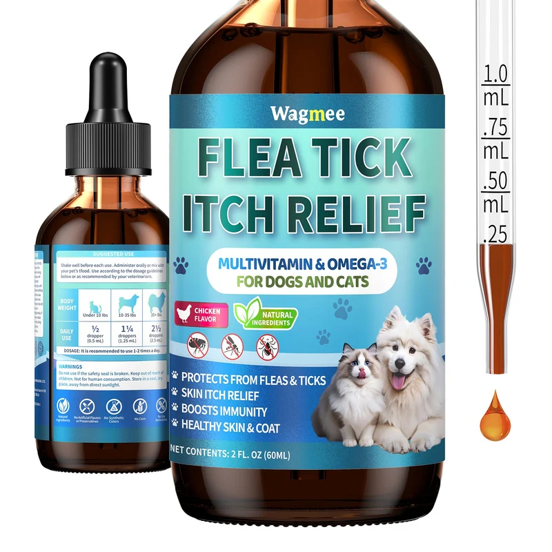 Wagmee Gouttes Naturelles Anti-Puces – Chiens & Chats, Soin Peau et Poil
