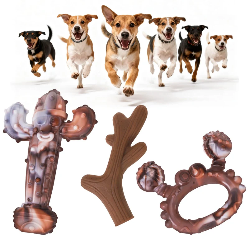 KOOLTAIL Jouets pour Chiens – Lot de 3 Os en Nylon Indestructibles pour Mâchoires Puissantes (Moyenne à Grande Taille)