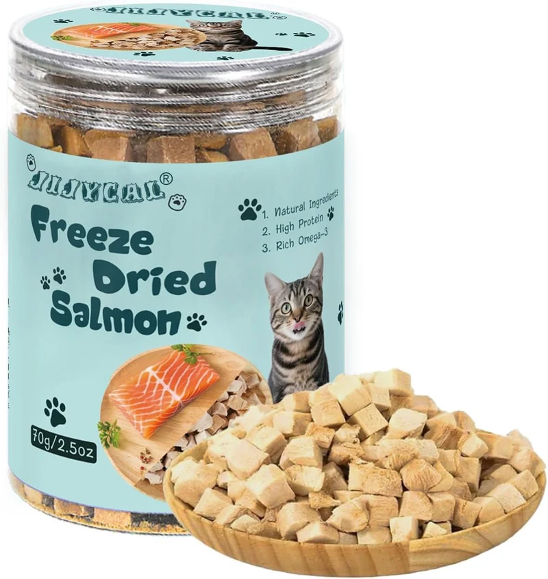 Jijycal Friandises Saumon Sauvage Lyophilisé – 100% Ingrédient Unique, Protéine Élevée, Sans Additifs – 80 g