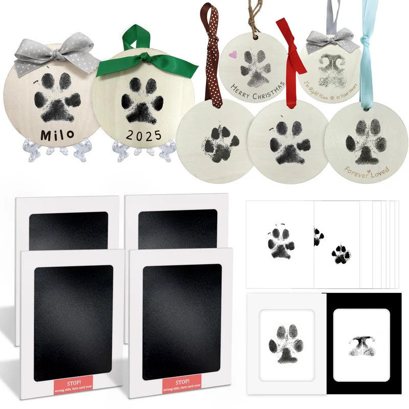 Kit d'empreinte sans encre Skittypurr – empreinte patte et nez pour chiens et chats – 4 packs
