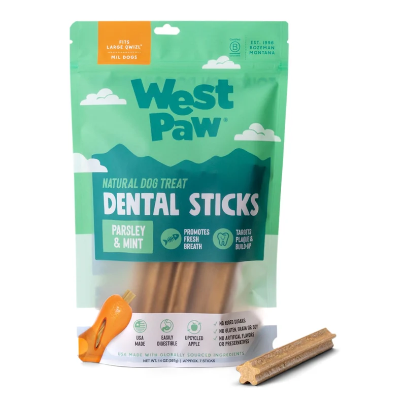 WEST PAW Dental Sticks Durables pour Chiens Grands – Dents Propres et Haleine Fraîche – Sachet 14 oz
