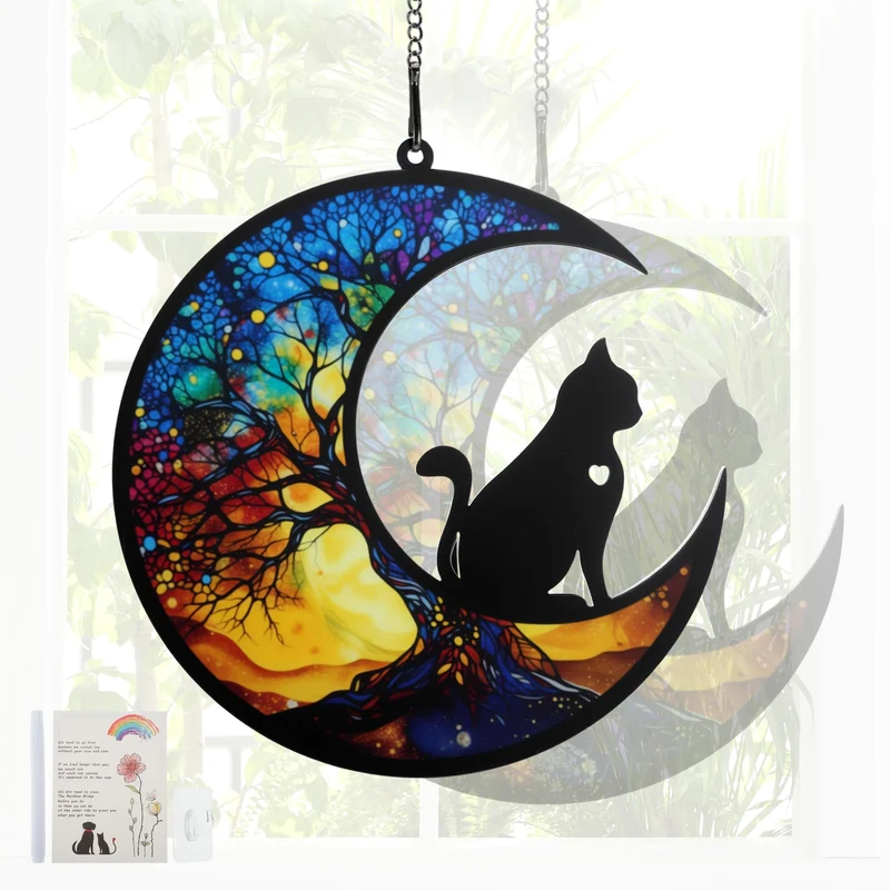 GLIDESMOOTH Mémorial Chat – Attrape-soleil Arbre de Vie avec Carte de Sympathie