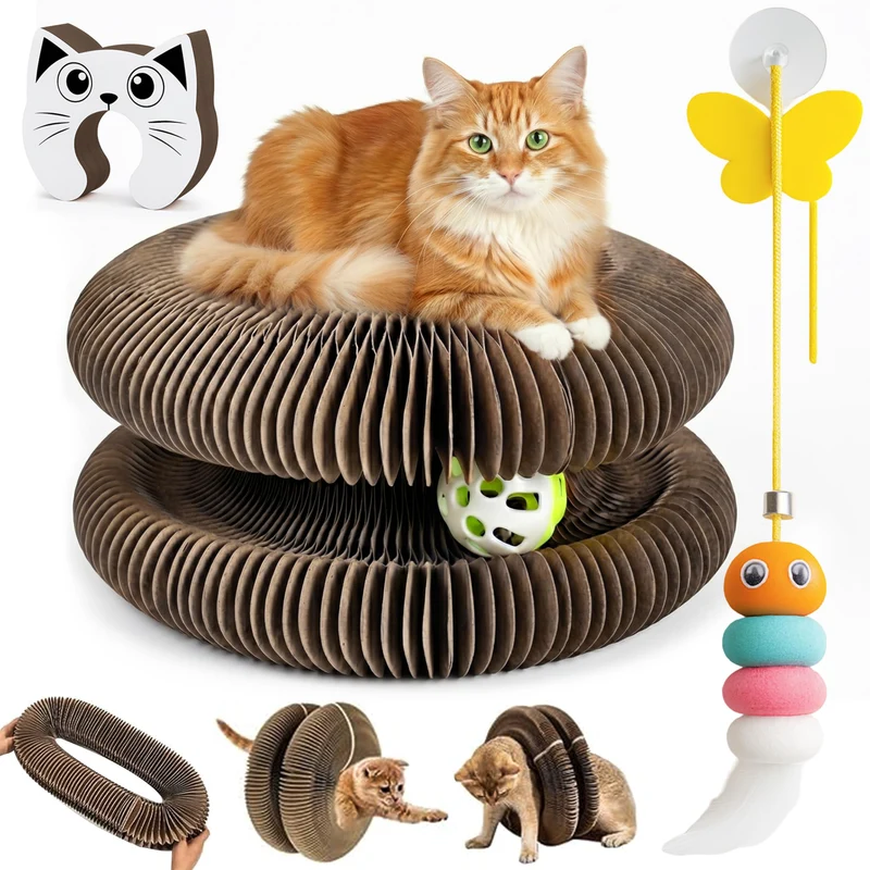Lubana Kitty Curls Grand | Jouet Chat Interactif Magnétique et Grattoir