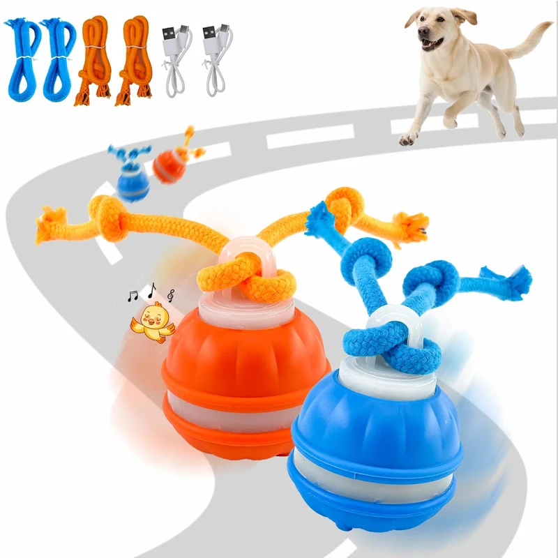 emeqzoa – 2 pièces Balles interactives P06 pour chiens petits et moyens | Jouet électrique roulant