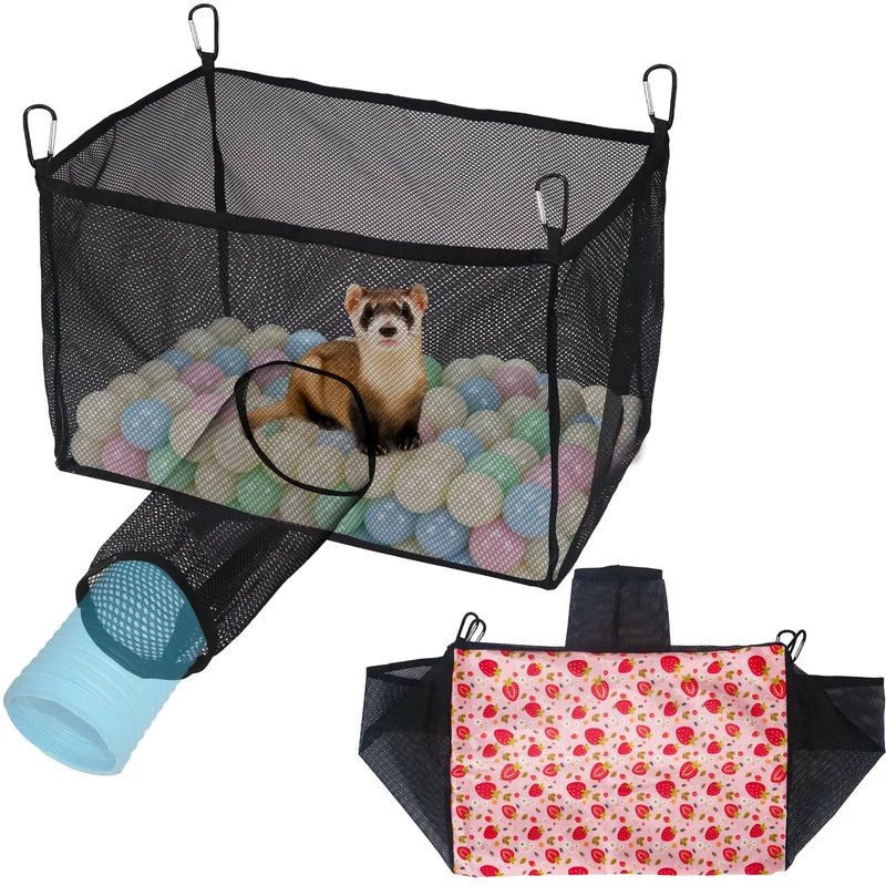 LITURTOO Hamac Bac à Boules pour Furet – Hamac Cage Compatible Tunnel (Boules non inclus)