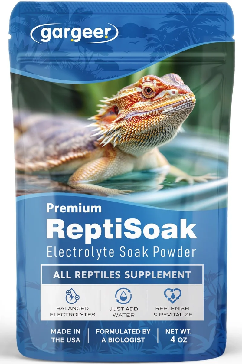 Gargeer Premium ReptiSoak Electrolytes SOAK pour Reptiles | Hydratation et récupération | Bearded Dragons, Geckos, Tortues | Fabriqué aux États-Unis
